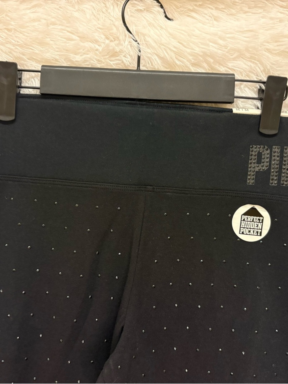 PINK Victoria's Secret Black All Over Rhinestone NWT Leggings | Size Medium π€β¨ - Picture 6 of 17
